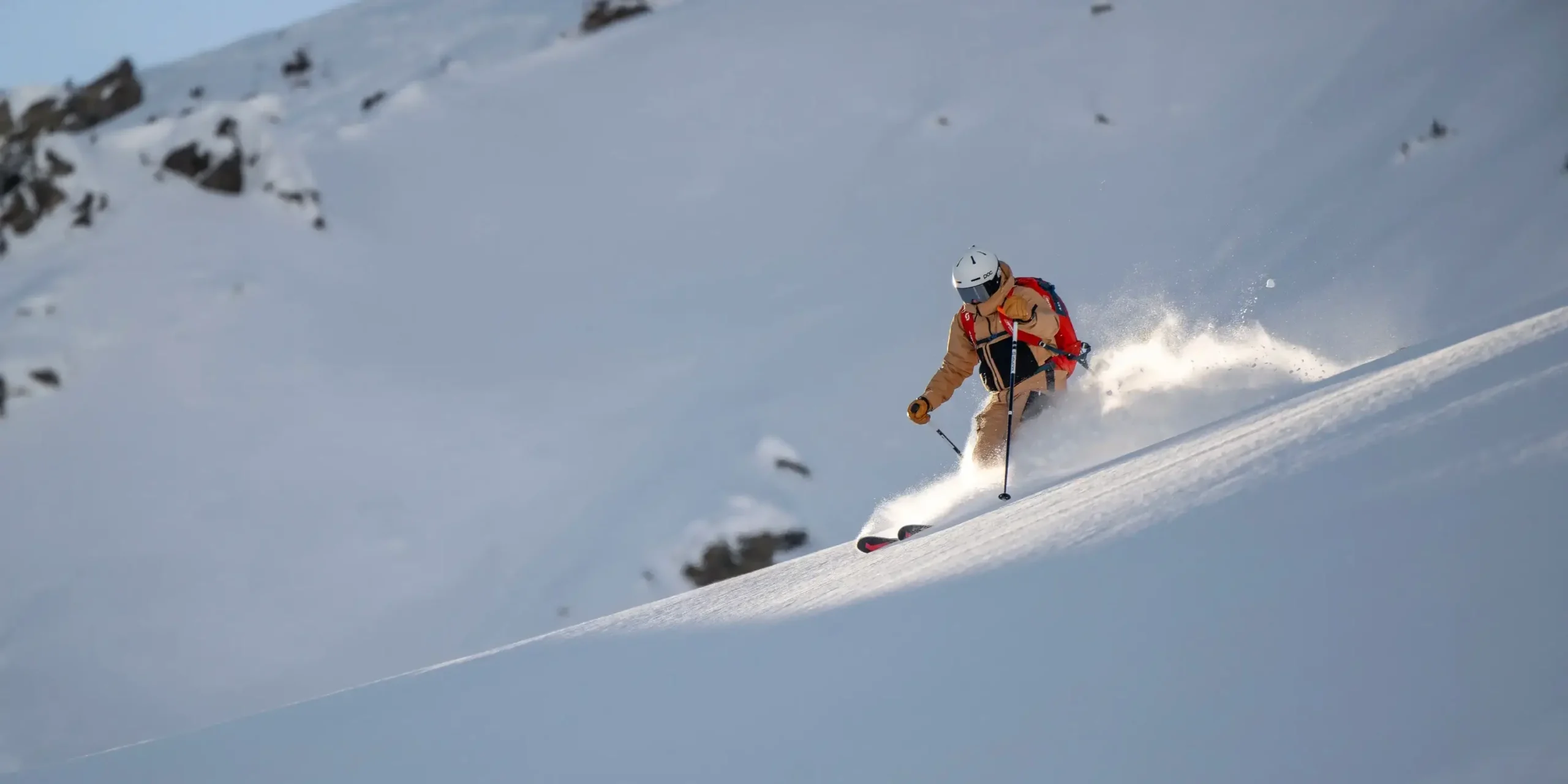 a ski Instructor skiing off-piste in La Plagne