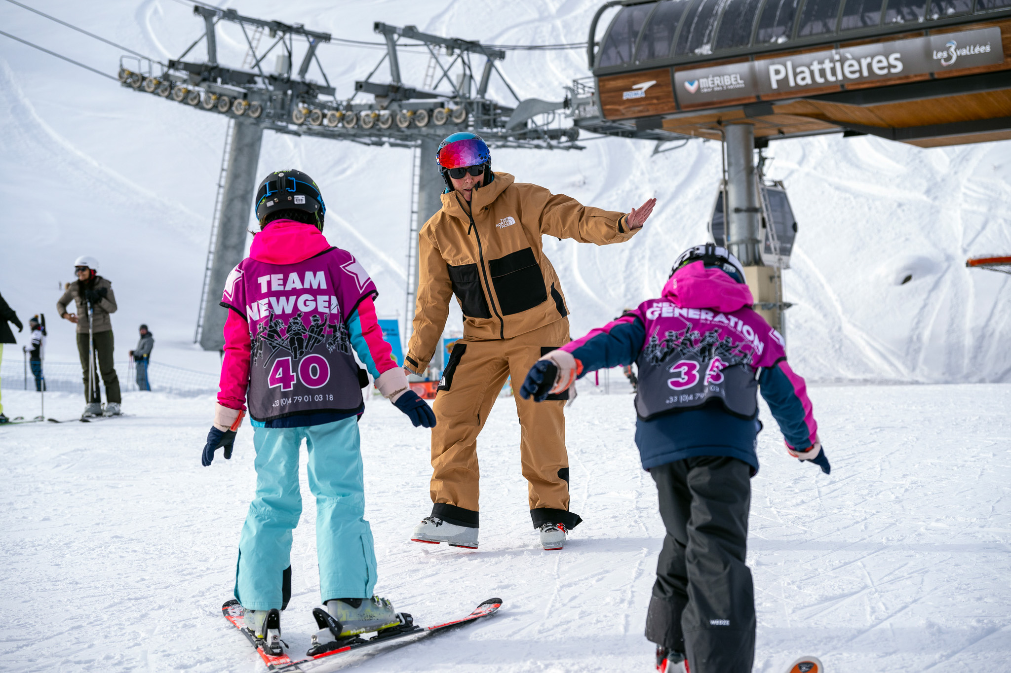 Children learning balance on skis