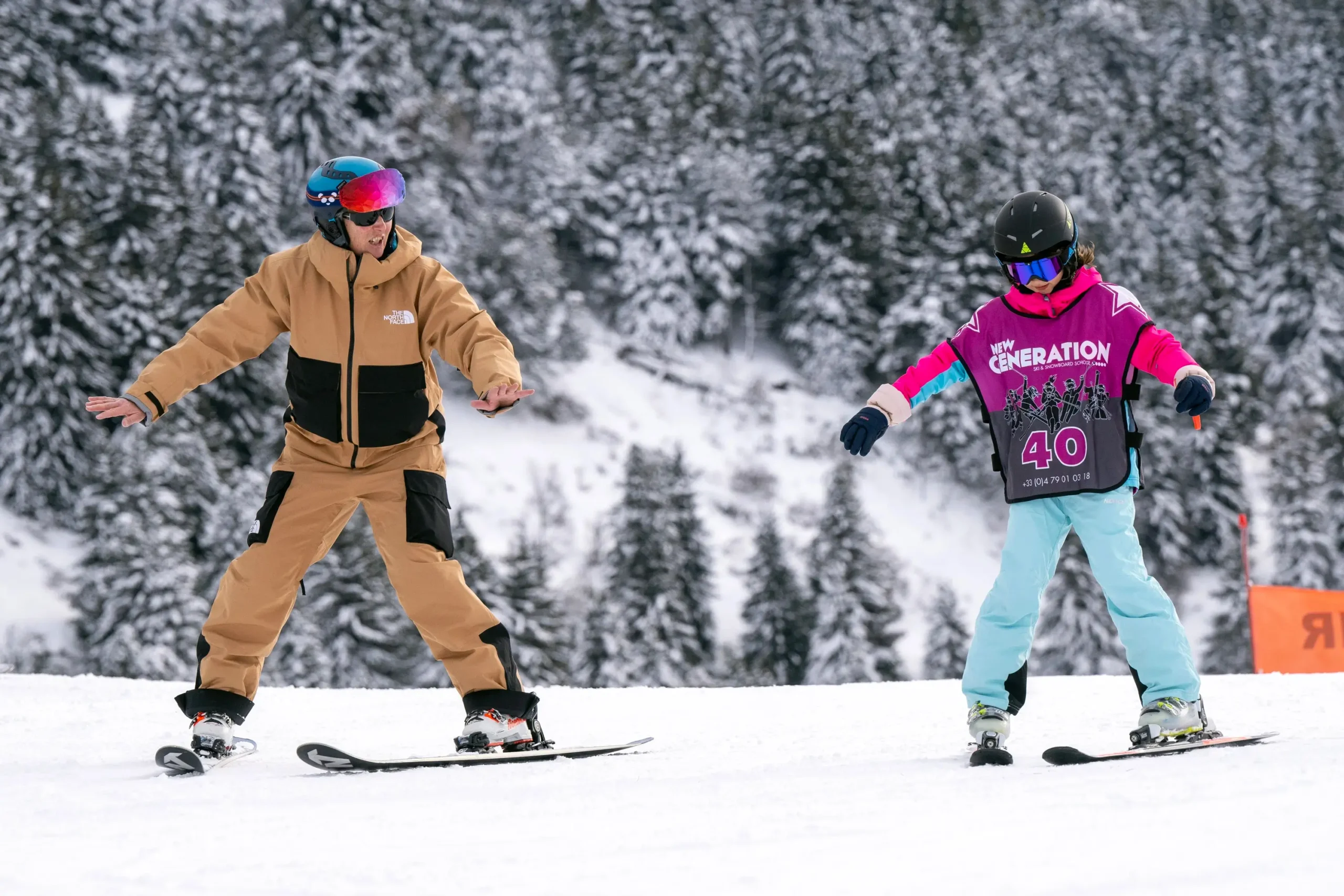 A young skier learning to ski in Morzine