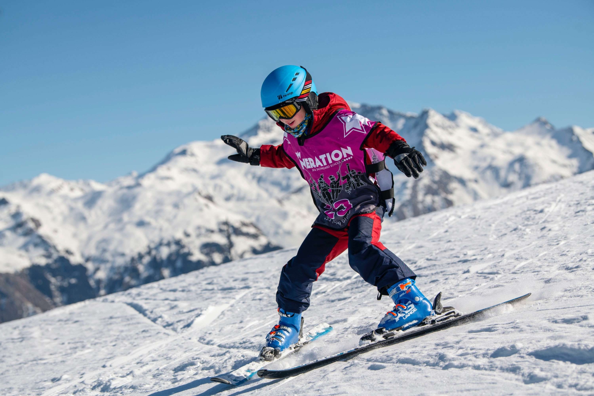 kid ski lesson snow plough