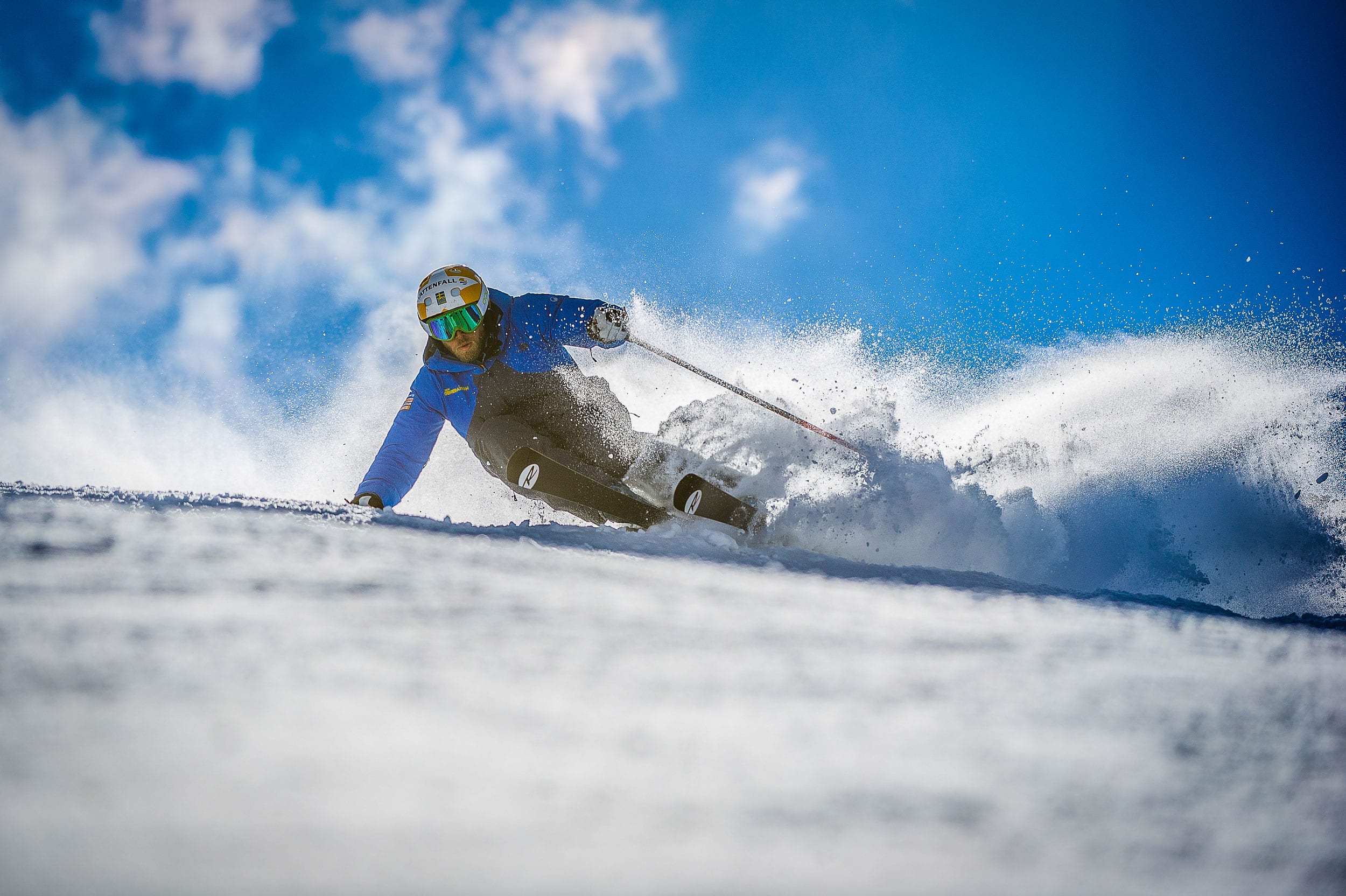 ski instructor shredding