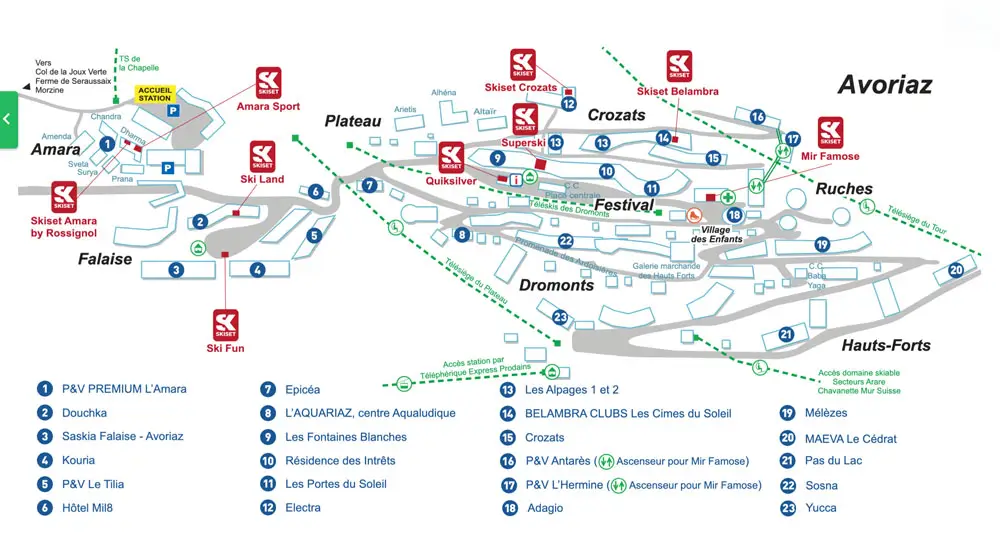 Carte d'Avoriaz Skiset