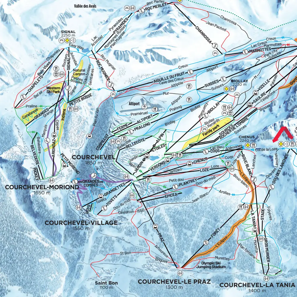 Carte des pistes de Courchevel 1650