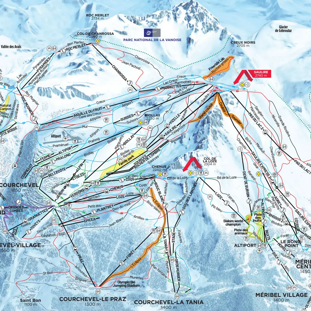 Carte des pistes de La Tania