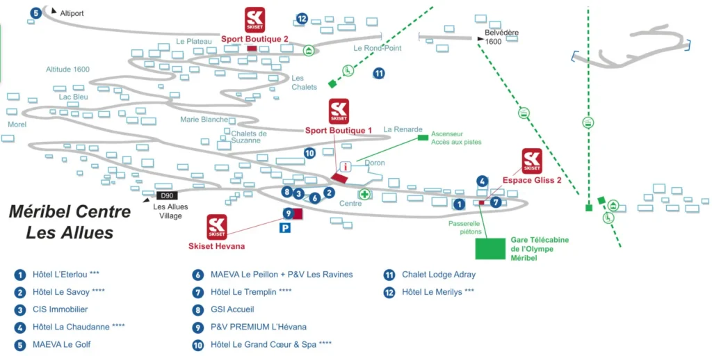 Meribel Les Allues Skiset Map