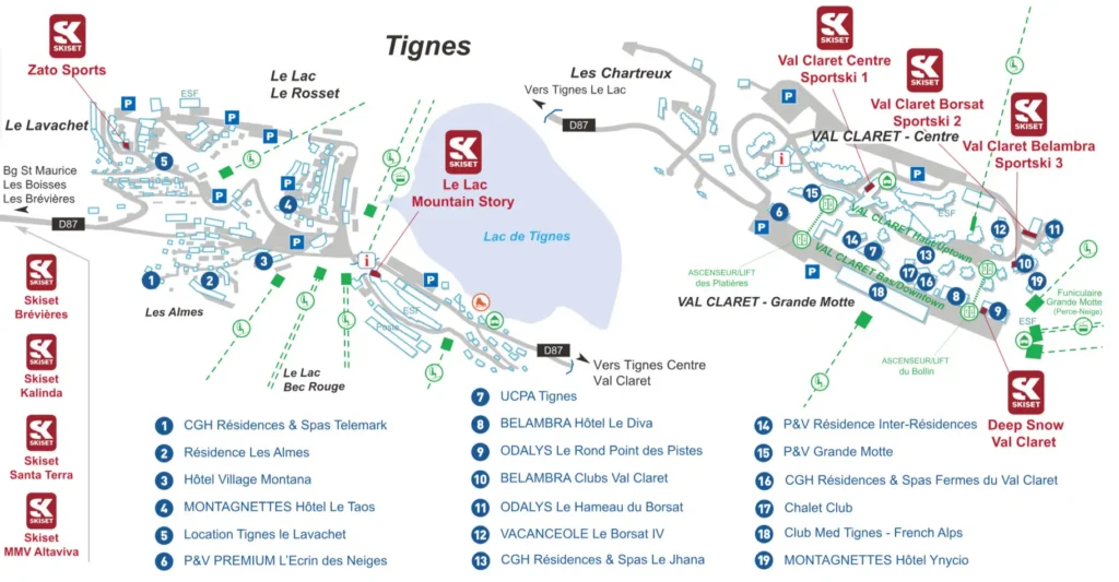 Carte de Tignes Skiset