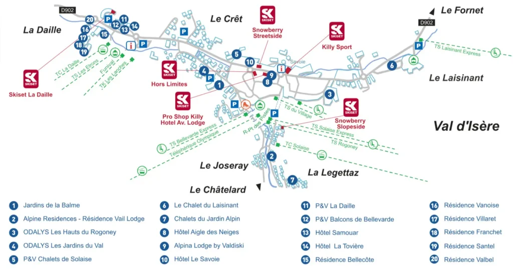 Carte de Val D'isere Skiset